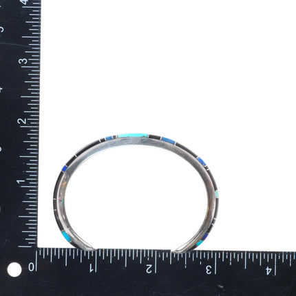 6.5" Richard Begay Navajo sterling silver turquoise, black jade cuff bracelet
