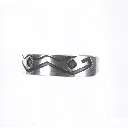 6.6" Vintage Navajo overlay geometric stacker cuff bracelet sterling silver