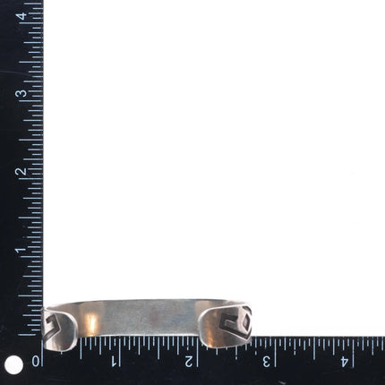 6.6" Vintage Navajo overlay geometric stacker cuff bracelet sterling silver