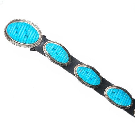 Carlos Eagle Ottawa/Chippewa sterling silver turquoise row inlay concho belt