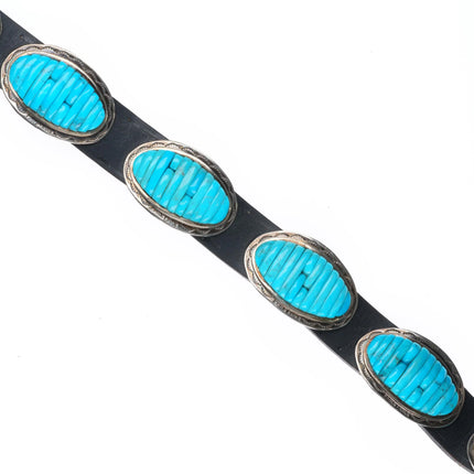 Carlos Eagle Ottawa/Chippewa sterling silver turquoise row inlay concho belt