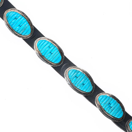 Carlos Eagle Ottawa/Chippewa sterling silver turquoise row inlay concho belt