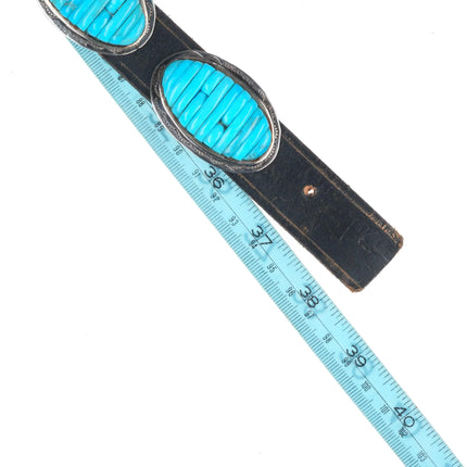 Carlos Eagle Ottawa/Chippewa sterling silver turquoise row inlay concho belt