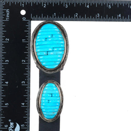 Carlos Eagle Ottawa/Chippewa sterling silver turquoise row inlay concho belt