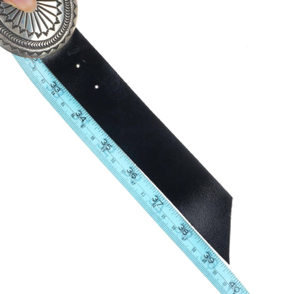 Vintage Maloney Navajo sterling silver deep stamped concho belt