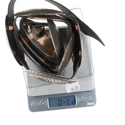 Vintage Maloney Navajo sterling silver deep stamped concho belt