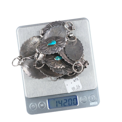 35" 40's-50's Fred Harvey Lone Mountain turquoise sterling silver concho belt