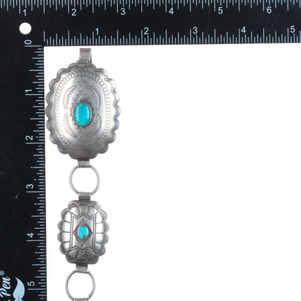 33" 40's-50's Fred Harvey Natural turquoise sterling silver concho belt