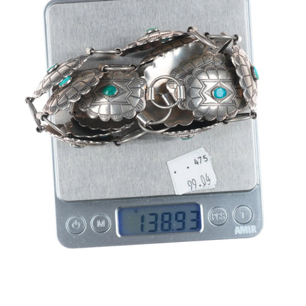 33" 40's-50's Fred Harvey Natural turquoise sterling silver concho belt