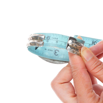 6.75" 20's-30's Navajo ingot silver whirling logs/arrows turquoise cuff bracelet