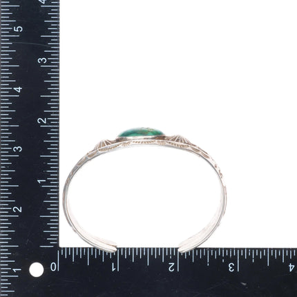 6.75" 20's-30's Navajo ingot silver whirling logs/arrows turquoise cuff bracelet