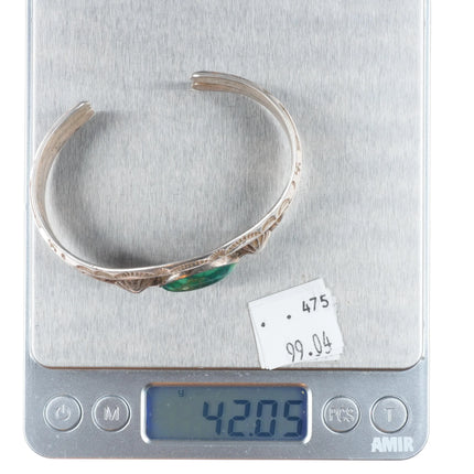 6.75" 20's-30's Navajo ingot silver whirling logs/arrows turquoise cuff bracelet