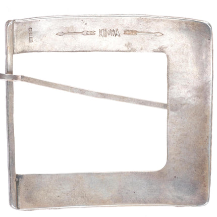 Big vintage Hopi overlay style belt buckle with wave/water motif sterling silver