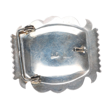 LJ Vintage Navajo sterling silver onyx belt buckle