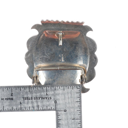 LJ Vintage Navajo sterling silver onyx belt buckle