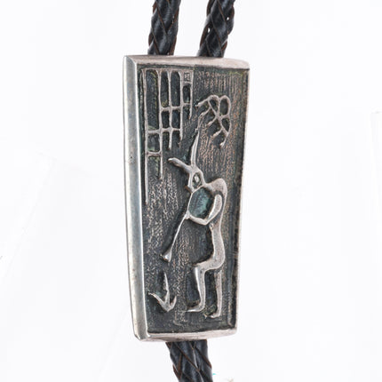 c1960 c-31 Hopi tufa cast sterling silver kokopelli bolo tie