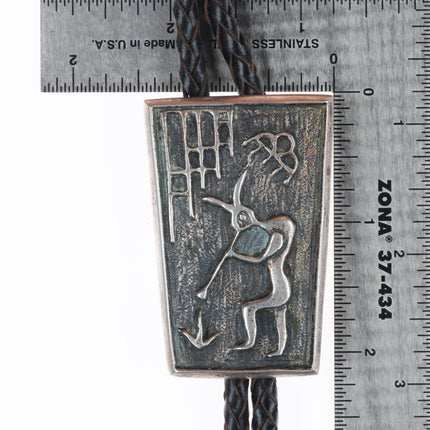 c1960 c-31 Hopi tufa cast sterling silver kokopelli bolo tie