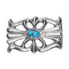 Vintage Navajo sterling silver sandcast belt buckle with turquoise t