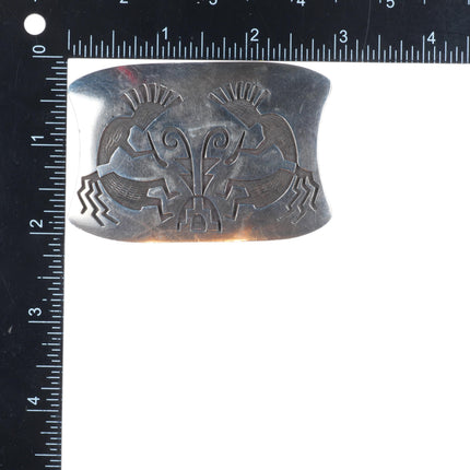 Vintage Phillip Honanie Hopi overlay kokopelli belt buckle sterling silver