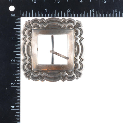 Patrick Ohlinger Southwestern sterling silver stamped belt buckle  Navajo style