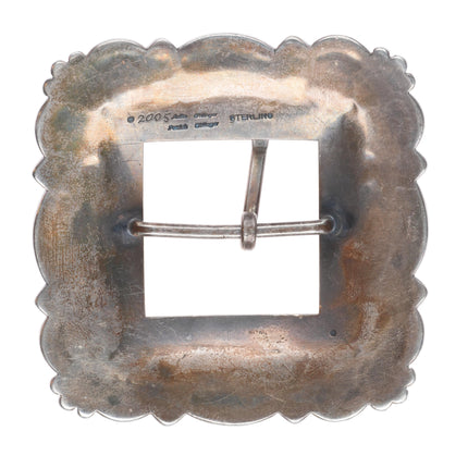 Patrick Ohlinger Southwestern sterling silver stamped belt buckle  Navajo style