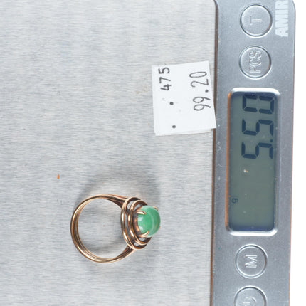 sz7.5 vintage 14k gold modernist mid century green jade ring