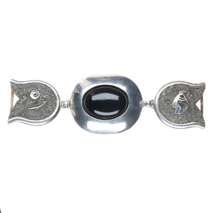 Foster Yazzie Navajo reversible 3pc sterling silver/onyx belt buckle set