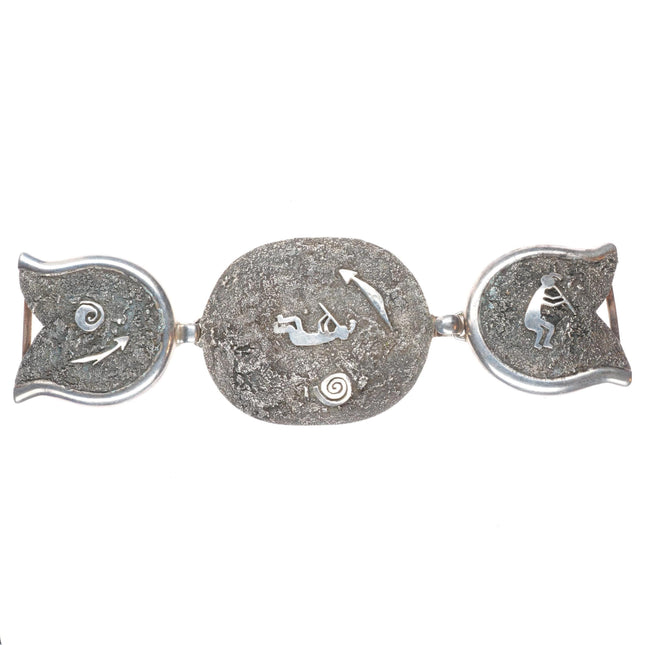 Foster Yazzie Navajo reversible 3pc sterling silver/onyx belt buckle set