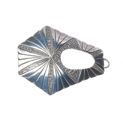 Vintage Navajo sterling silver 2pc belt buckle modernist textured design