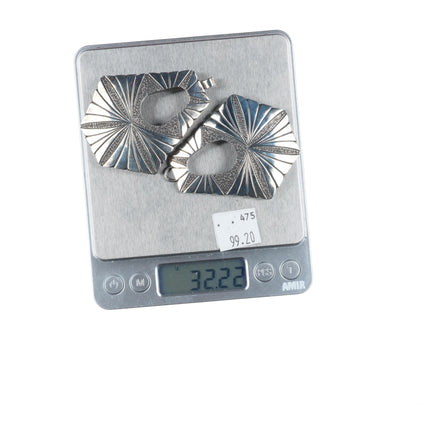 Vintage Navajo sterling silver 2pc belt buckle modernist textured design