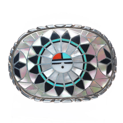 RLK Zuni Ralph and Lillie Kallestewa vintage sterling silver sunface belt buckle