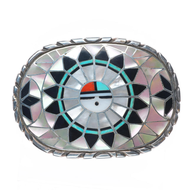 RLK Zuni Ralph and Lillie Kallestewa vintage sterling silver sunface belt buckle