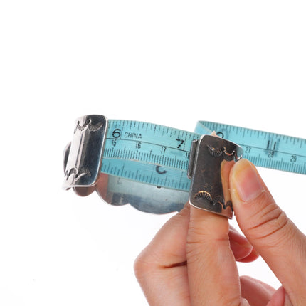 7" Peter Johnson Navajo sterling silver large turquoise row cuff bracelet