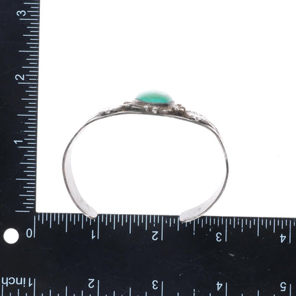 6.6" c1940's Navajo sterling silver turquoise wide hand stamped cuff bracelet