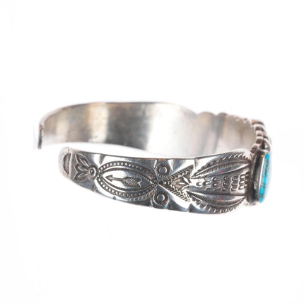 6.75" 1930's fine Navajo Lone Mountain turquoise sterling silver cuff bracelet