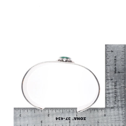 6.4" Vintage Navajo sterling silver green turquoise wide cuff bracelet