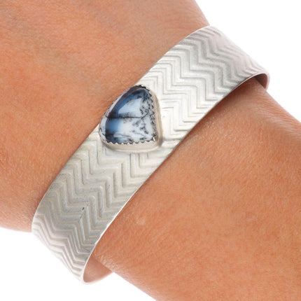 6.2" Joe Chavez Santo Domingo sterling silver white buffalo cuff bracelet