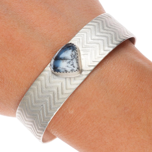 6.2" Joe Chavez Santo Domingo sterling silver white buffalo cuff bracelet