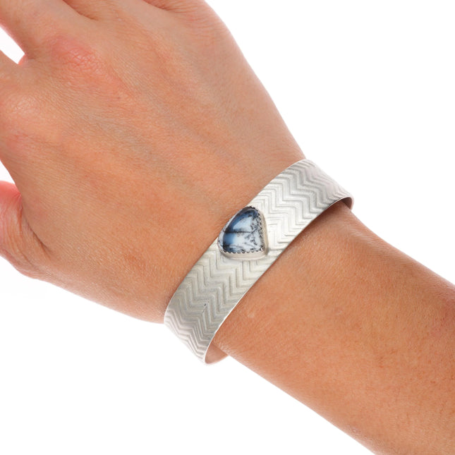 6.2" Joe Chavez Santo Domingo sterling silver white buffalo cuff bracelet
