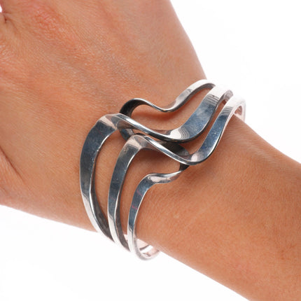 6.6" Michael Kirk Isleta/Navajo sterling silver modernist freeform cuff bracelet