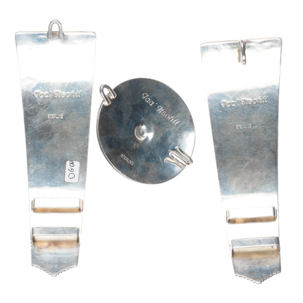 Large Ray Scott Navajo overlay 3pc lapis belt buckle set sterling silver