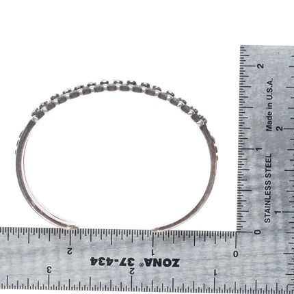 6.1" c1940's Fred Harvey Zuni snake eye turquoise double row cuff bracelet