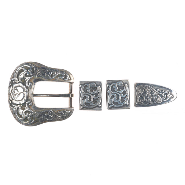 vintage Douglas Magnus - Heartline sterling silver 3/4" ranger belt buckle set