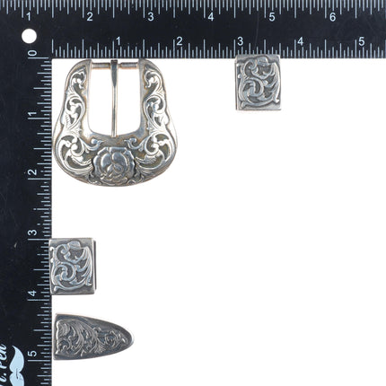 vintage Douglas Magnus - Heartline sterling silver 3/4" ranger belt buckle set