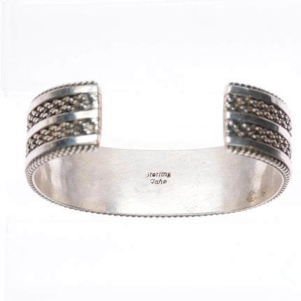 6.25" Vintage Tahe Navajo sterling silver twisted rope silver wire cuff bracelet