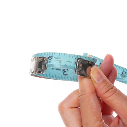 6.8" Vintage Hechilay Zuni sterling silver fishs-cale turquoise cuff bracelet