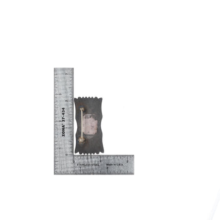 c1940's Nice Navajo stamped/chiseled sterling silver pin/brooch with turquoise