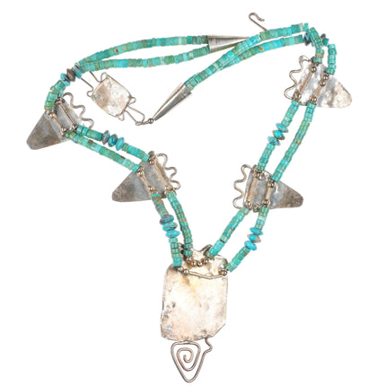 21" Shaman's Dream sterling silver petroglyph turquoise heishi necklace