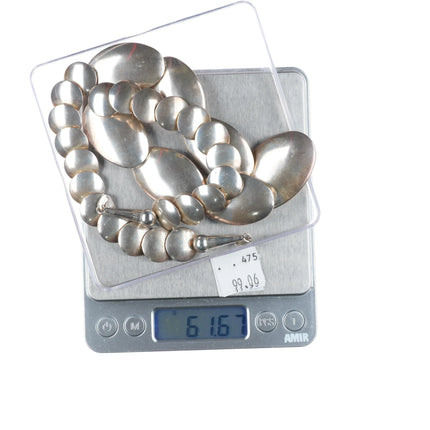 20" QT Shop Southwestern sterling silver pillow bead necklace w/stamped designs