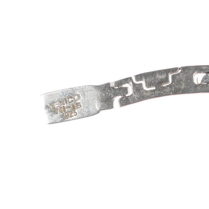 18" Retro Mexican sterling silver Lapis inlaid link necklace